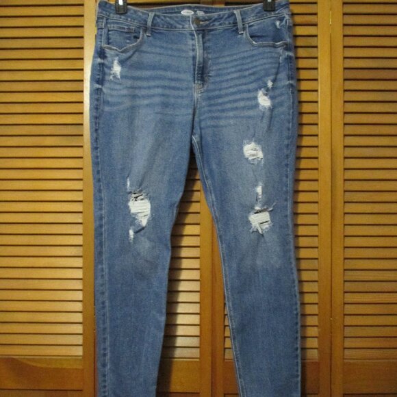 Old Navy jeans Rockstar Skinny distressed denim mid rise jeans size 18 - Picture 1 of 9